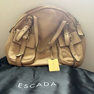 Escada - cream/beige bag with dark brown stitching